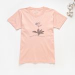 Organic女圓短T恤(素描花卉)(粉色)