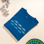 Organic圓短T恤-圖騰之舞(藍綠)