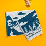 Organic有機棉洗臉巾(草原同樂)(藍綠/白)