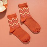 Organic提花短襪(圖騰之舞)(橘色)