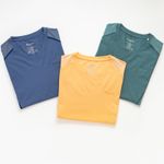 Organic拚接女圓短T恤 (鳳梨涼感)(黃色)