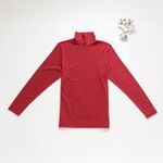 Organic女保暖半高領衫(石榴紅)