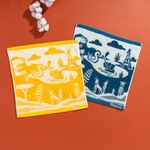 Organic有機棉小方巾-草原同樂-黃/白