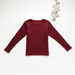 Organic女保暖圓領衫(推毛)-暗紅
