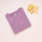 Organic涼感七分袖上衣(波浪紋)(粉紫)