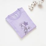 Organic女圓短T恤(素描花卉)(紫色)