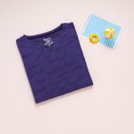 Organic涼感七分袖上衣(波浪紋)(深紫)