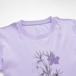 Organic女圓短T恤(素描花卉)(紫色)