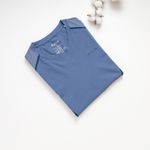 Organic拚接女圓短T恤 (鳳梨涼感)(中藍)