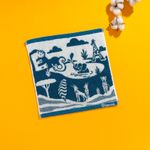 Organic有機棉小方巾-草原同樂-藍綠/白