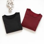 Organic女保暖圓領衫(推毛)(黑色)