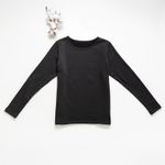 Organic女保暖圓領衫(推毛)-黑色