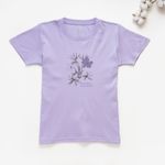 Organic女圓短T恤(素描花卉)(紫色)