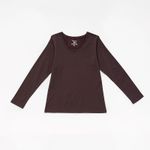 Organic女蜜桃絨U領保暖衣(咖啡)