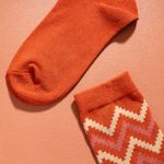 Organic提花短襪(圖騰之舞)(橘色)