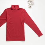 Organic女保暖半高領衫(石榴紅)