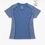 Organic拚接女圓短T恤 (鳳梨涼感)(中藍)