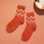 Organic提花短襪(圖騰之舞)(橘色)