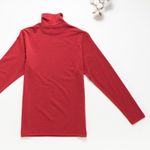 Organic女保暖半高領衫(石榴紅)