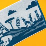 Organic有機棉洗臉巾(草原同樂)(藍綠/白)