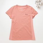 Organic女V領短T(鳳梨涼感)(粉桔)