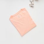 Organic翻褶袖圓短T恤 (鳳梨涼感)(淺粉)
