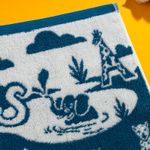 Organic有機棉小方巾-草原同樂-藍綠/白