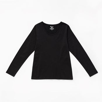 Organic女蜜桃絨U領保暖衣(黑色)
