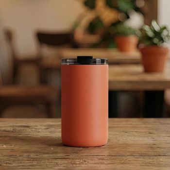 巧禮兩用陶瓷塗層保溫杯-蜜桃粉350ml