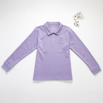 Organic女立領拉鍊上衣(紫色)