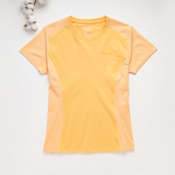 Organic拚接女圓短T恤 (鳳梨涼感)(黃色)