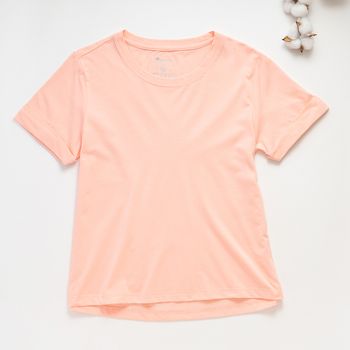 Organic翻褶袖圓短T恤 (鳳梨涼感)(淺粉)