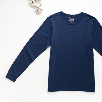 Organic男保暖圓領衫(靛藍色)