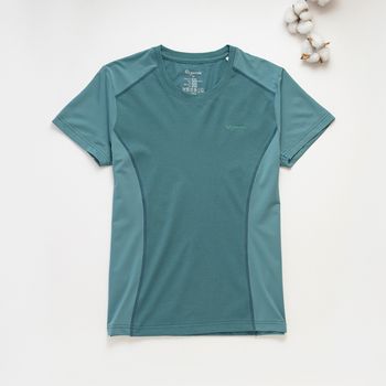 Organic拚接女圓短T恤 (鳳梨涼感)(綠色)