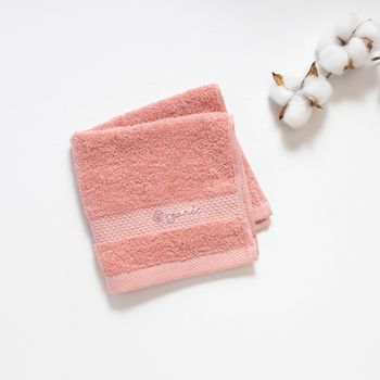 Organic平織毛巾圈小方巾(蜜桃粉)