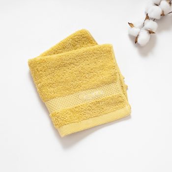 Organic平織毛巾圈小方巾(檸檬黃)