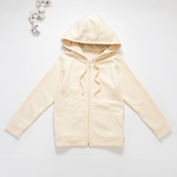 Organic女刷毛連帽外套(奶油白)