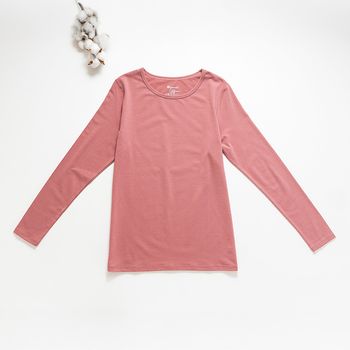 Organic女保暖圓領衫(荔枝粉)