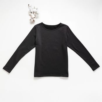 Organic女保暖圓領衫(推毛)-黑色