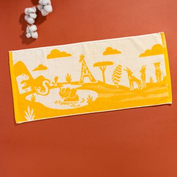 Organic有機棉洗臉巾(草原同樂)(黃/白)