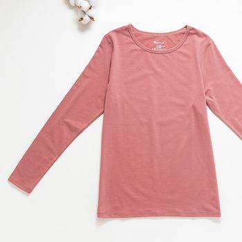 Organic女保暖圓領衫(荔枝粉)