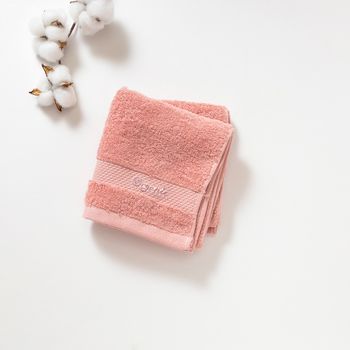 Organic平織毛巾圈洗臉巾(蜜桃粉)