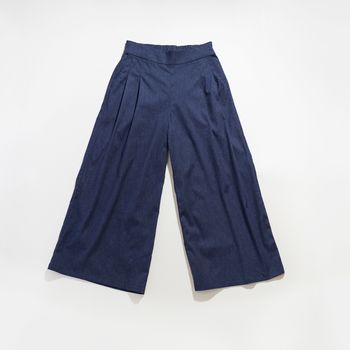Organic女飄逸寬褲(深藍)