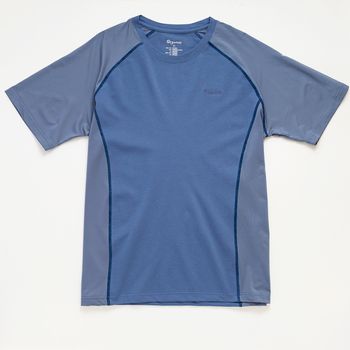 Organic拼接男圓短T恤 (鳳梨涼感)(中藍)