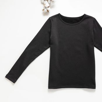 Organic女保暖圓領衫(推毛)(黑色)