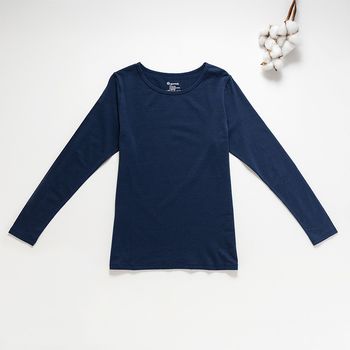 Organic女保暖圓領衫(靛藍色)