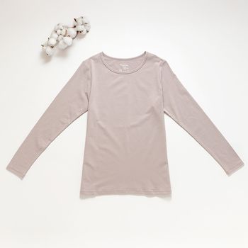 Organic女保暖圓領衫(燕麥灰)