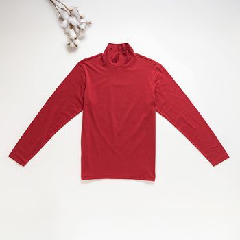 Organic男保暖半高領衫(石榴紅)