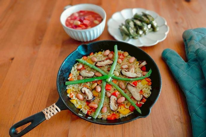 蒸大豆薑黃蔬菜燉飯