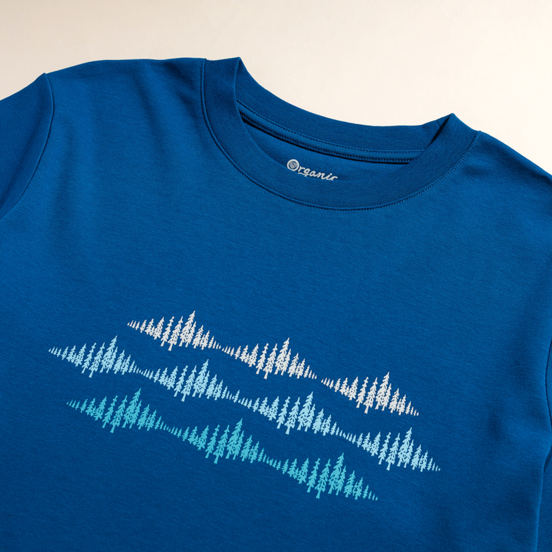 Organic圓短T恤-圖騰之舞(藍綠)